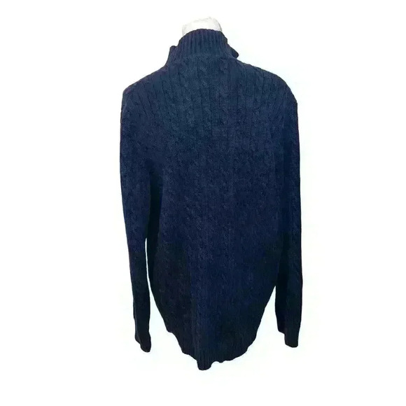 Ladies RALPH LAUREN L Navy Blue 100% Cotton Cable Knit Zip Neck Sweater Washable - Picture 5 of 8